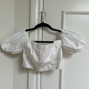 Abercrombie White Puff Sleeve Top NWT